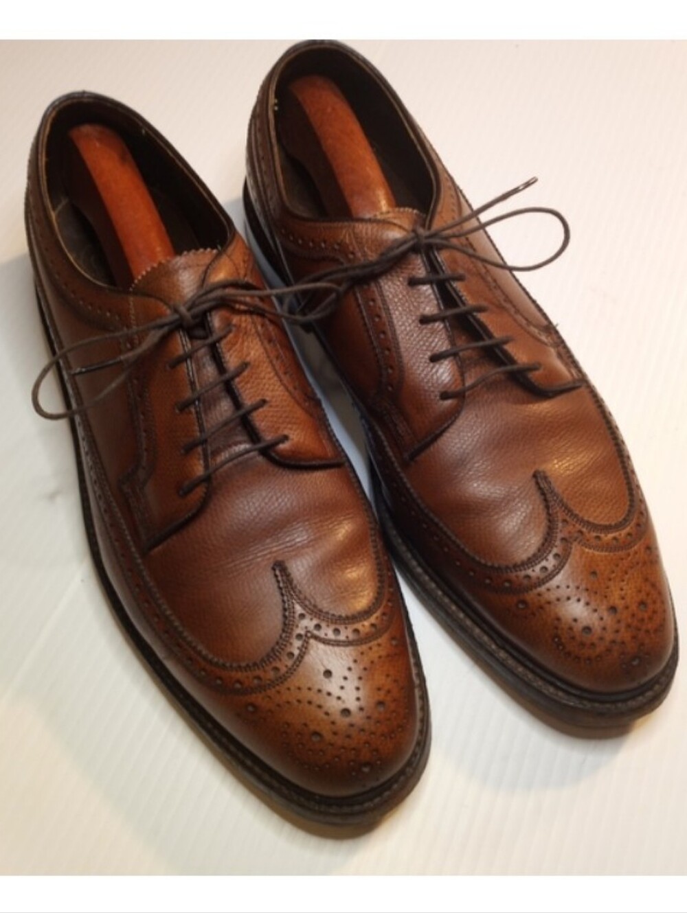 Vintage Florsheim Imperial Brown Leather Wingtip Dress Shoes Sz 10.5 D